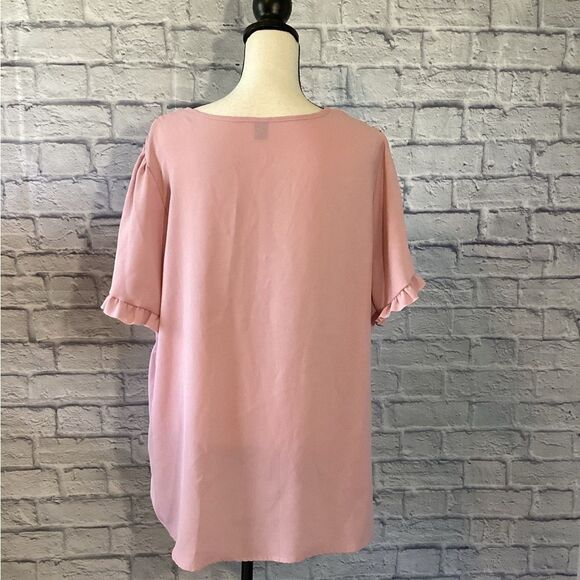 Shein Curve - Women's Pink Ruffle Sleeve Top - 3XL - Picture 3 of 4